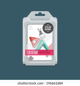 Plastic Packaging Boxes with key chain - vector mockup