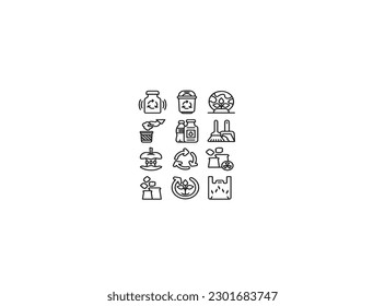 Plastic packaging, disposable tableware line icons. Product container, bottle, packet, canister, plates and cutlery. Packs thin linear signs for shop or synthetic material goods production.