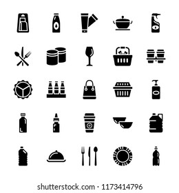 Plastic Packaging Glyph Icons Set 