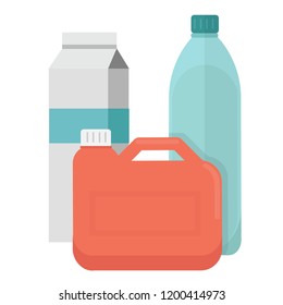 plastic packaging products flat design on white background icon