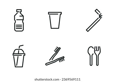 Plastic packaging related icons. EPS 10