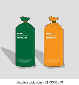 Plastic packaging template with green and yellow in cylinder container for snack product design