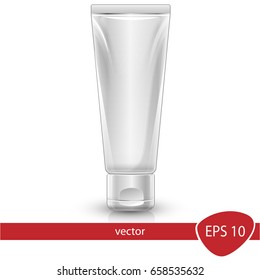 ?ream plastic packing tube  mock up. Vector template for design cover cream or makeup remover