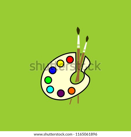 Plastic Palette Artists Palette Paintbrush Vector Icon Stock