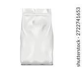 Plastic or paper bag with zip lock front view. Realistic 3d vector mockup. Zipper pouch package. Mock-up. Retail product white blank resealable package. Template for design