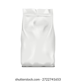 Bolsa de plástico o papel con cierre de cremallera vista frontal. Maqueta de Vector 3D realista. Paquete de la bolsa de la cremallera. Maqueta. Paquete resellable en blanco del producto al por menor. Plantilla para el diseño