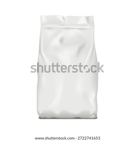 Plastic or paper bag with zip lock front view. Realistic 3d vector mockup. Zipper pouch package. Mock-up. Retail product white blank resealable package. Template for design