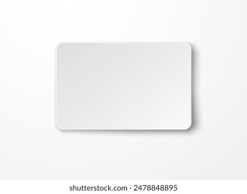 Plastic or paper business card isolated on white background. Vector blank sticker, sheet, label, banner template with transparent shadow