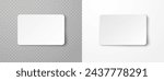 Plastic or paper business cards isolated on transparent and white backgrounds. Vector blank sticker, sheet, label, banner with rounded corners template set