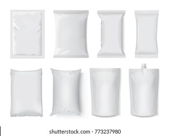 plastic and paper packaging mock up vector template