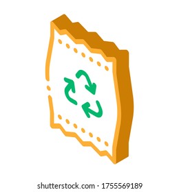 Plastic Parcel Bag With Recycle Mark vector isometric sign. color isolated symbol illustration