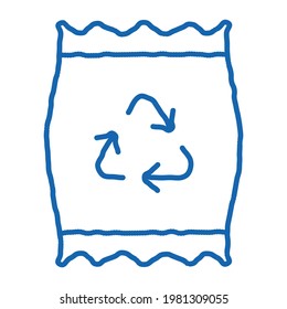 Plastic Parcel Bag With Recycle Mark sketch icon vector. Hand drawn blue doodle line art isolated symbol illustration