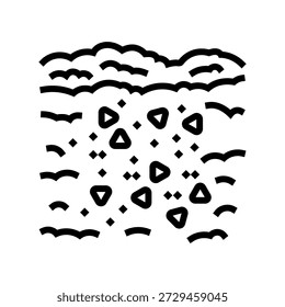 Vector de icono de línea de tierra de partículas de plástico. signo de tierra de partículas de plástico. símbolo de contorno aislado ilustración negra