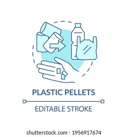 Plastic pellets concept icon. idea thin line illustration. Microplastics sources. Harmful impact on nature. Vector isolated outline RGB color drawing. Editable stroke