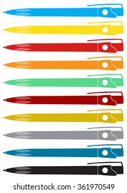 Plastic pens collection set
