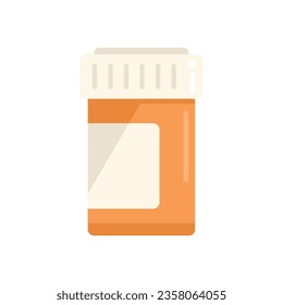 Plastic pill jar icon flat vector. Family health. Care medical isolated