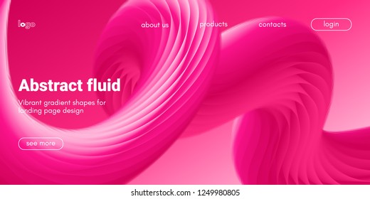 Plastic Pink Wave Background. Art Brush Paint, Abstract Fluid Design. Landing Page Trendy Flow Concept. 3d Wave Poster with Liquid Shape in Movement. Vector Gradient Futuristic Banner, Wave Wallpaper.