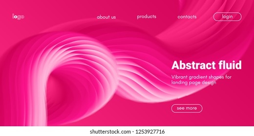 Kunststoffrosa Wellenhintergrund. Art Brush Paint, Abstraktes Fluid Design. Landing Page Trendy Flow Konzept. 3D Wave Poster mit flüssiger Form in Bewegung. Vektor Gradient Futuristic Banner, Wave Wallpaper.