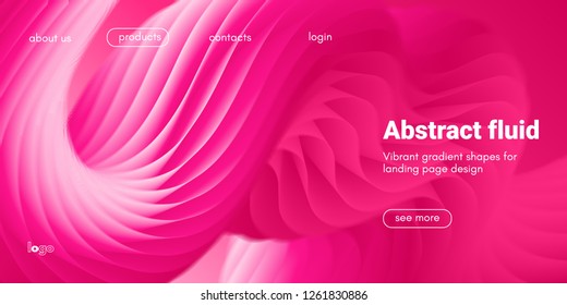 Plastic Pink Wave Background. Art Brush Paint, Abstract Fluid Design. Landing Page Trendy Flow Concept. 3d Wave Poster with Liquid Shape in Movement. Vector Gradient Futuristic Banner, Wave Wallpaper.