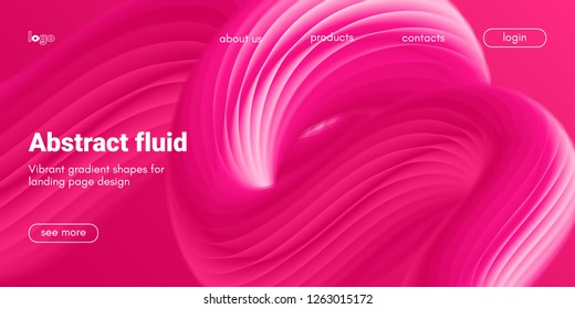 Plastic Pink Wave Background. Art Brush Paint, Abstract Fluid Design. Landing Page Trendy Flow Concept. 3d Wave Poster with Liquid Shape in Movement. Vector Gradient Futuristic Banner, Wave Wallpaper.