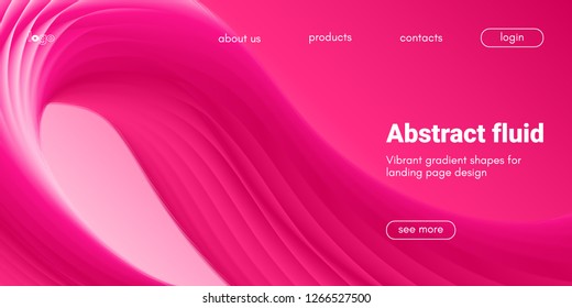 Plastic Pink Wave Background. Art Brush Paint, Abstract Fluid Design. Landing Page Trendy Flow Concept. 3d Wave Poster with Liquid Shape in Movement. Vector Gradient Futuristic Banner, Wave Wallpaper.