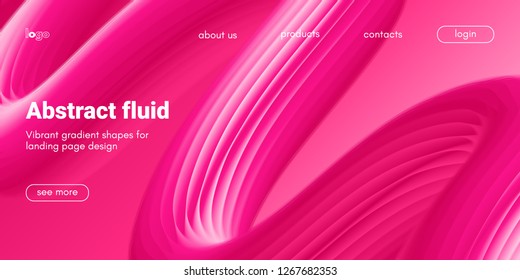 Plastic Pink Wave Background. Art Brush Paint, Abstract Fluid Design. Landing Page Trendy Flow Concept. 3d Wave Poster with Liquid Shape in Movement. Vector Gradient Futuristic Banner, Wave Wallpaper.