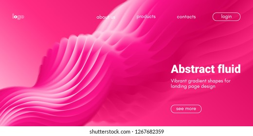 Plastic Pink Wave Background. Art Brush Paint, Abstract Fluid Design. Landing Page Trendy Flow Concept. 3d Wave Poster with Liquid Shape in Movement. Vector Gradient Futuristic Banner, Wave Wallpaper.