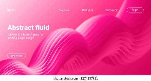 Plastic Pink Wave Background. Art Brush Paint, Abstract Fluid Design. Landing Page Trendy Flow Concept. 3d Wave Poster with Liquid Shape in Movement. Vector Gradient Futuristic Banner, Wave Wallpaper.