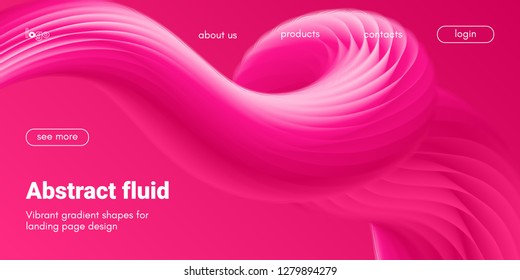Plastic Pink Wave Background. Art Brush Paint, Abstract Fluid Design. Landing Page Trendy Flow Concept. 3d Wave Poster with Liquid Shape in Movement. Vector Gradient Futuristic Banner, Wave Wallpaper.