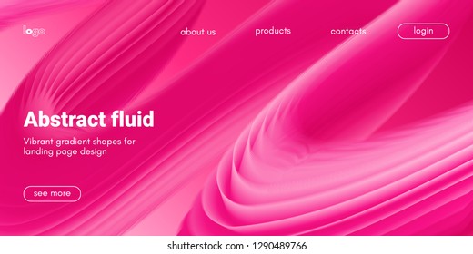 Plastic Pink Wave Background. Art Brush Paint, Abstract Fluid Design. Landing Page Trendy Flow Concept. 3d Wave Poster with Liquid Shape in Movement. Vector Gradient Futuristic Banner, Wave Wallpaper.