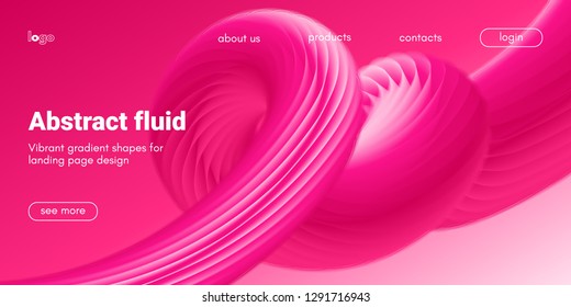 Plastic Pink Wave Background. Art Brush Paint, Abstract Fluid Design. Landing Page Trendy Flow Concept. 3d Wave Poster with Liquid Shape in Movement. Vector Gradient Futuristic Banner, Wave Wallpaper.