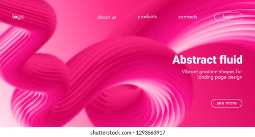 Plastic Pink Wave Background. Art Brush Paint, Abstract Fluid Design. Landing Page Trendy Flow Concept. 3d Wave Poster with Liquid Shape in Movement. Vector Gradient Futuristic Banner, Wave Wallpaper.