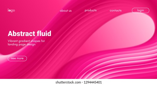 Plastic Pink Wave Background. Art Brush Paint, Abstract Fluid Design. Landing Page Trendy Flow Concept. 3d Wave Poster with Liquid Shape in Movement. Vector Gradient Futuristic Banner, Wave Wallpaper.