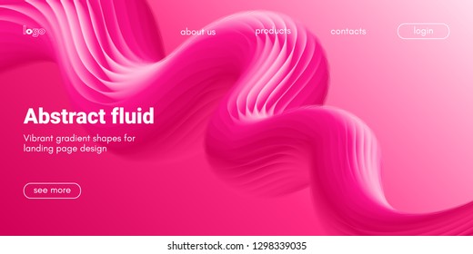 Plastic Pink Wave Background. Art Brush Paint, Abstract Fluid Design. Landing Page Trendy Flow Concept. 3d Wave Poster with Liquid Shape in Movement. Vector Gradient Futuristic Banner, Wave Wallpaper.