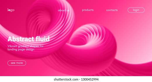 Plastic Pink Wave Background. Art Brush Paint, Abstract Fluid Design. Landing Page Trendy Flow Concept. 3d Wave Poster with Liquid Shape in Movement. Vector Gradient Futuristic Banner, Wave Wallpaper.