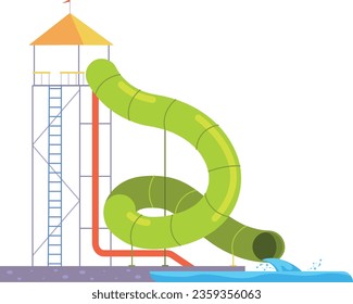 Plastic pipe ride. Water park amusement attraction isolated on white background