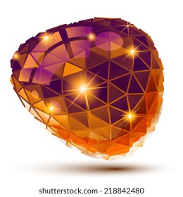 Plastic pixel dimensional object, unusual dotted geometric isolated element.