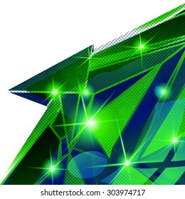 Plastic pixilated backdrop with glossy 3d cybernetic model, reflective fond with colored complex figure synthetic dot element.