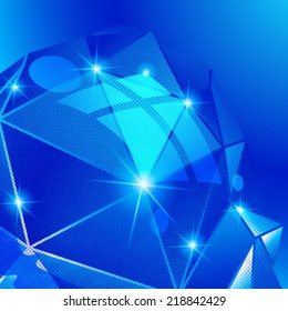 Plastic pixilated background with dimensional complicated object, synthetic dotted geometric backdrop.