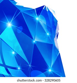 Plastic pixilated background with three-dimensional complicated object, synthetic dotted geometric backdrop.