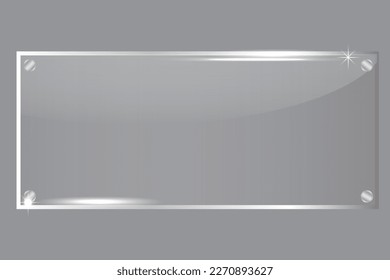 plastic plate on transparent background. Plastic, metal frame. Vector illustration.