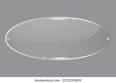 plastic plate on transparent background. Plastic, metal frame. Vector illustration.