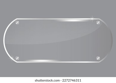 plastic plate on transparent background. Plastic, metal frame. Vector illustration.