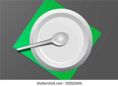Plastic plate with plastic spoon