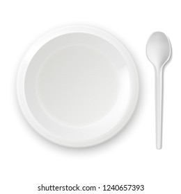 Plastic plate with a spoon