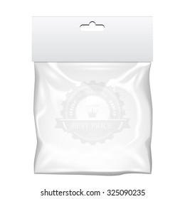 Plastic pocket bag mock up. Transparent template. Vector Illustration.

