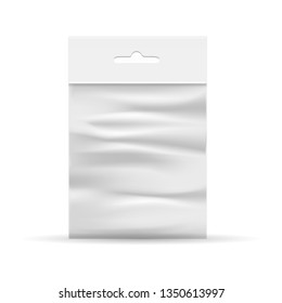 Plastic pocket bag. Realistic empty sterile clear transparent pack for package laminated products vector isolated illustration