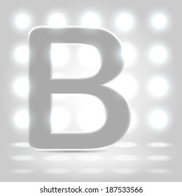 Plastic polished character capital B over enlighted background