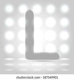 Plastic polished character capital L over enlighted background