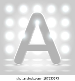 Plastic polished character capital A over enlighted background